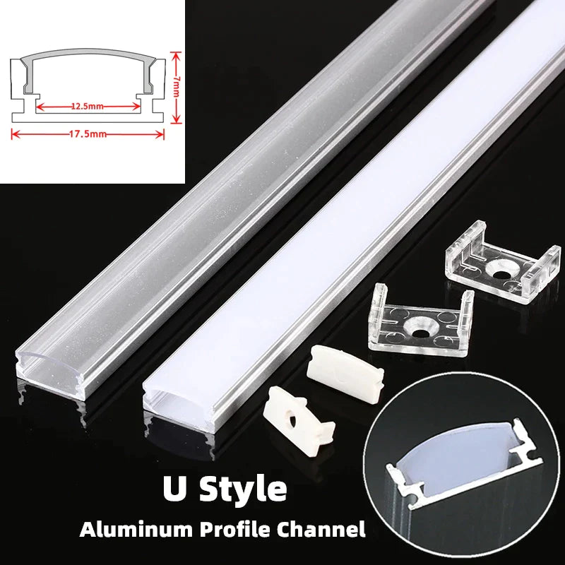 Afralia™ U-Style Aluminum LED Profiles for Cabinet Bar Strip Lights