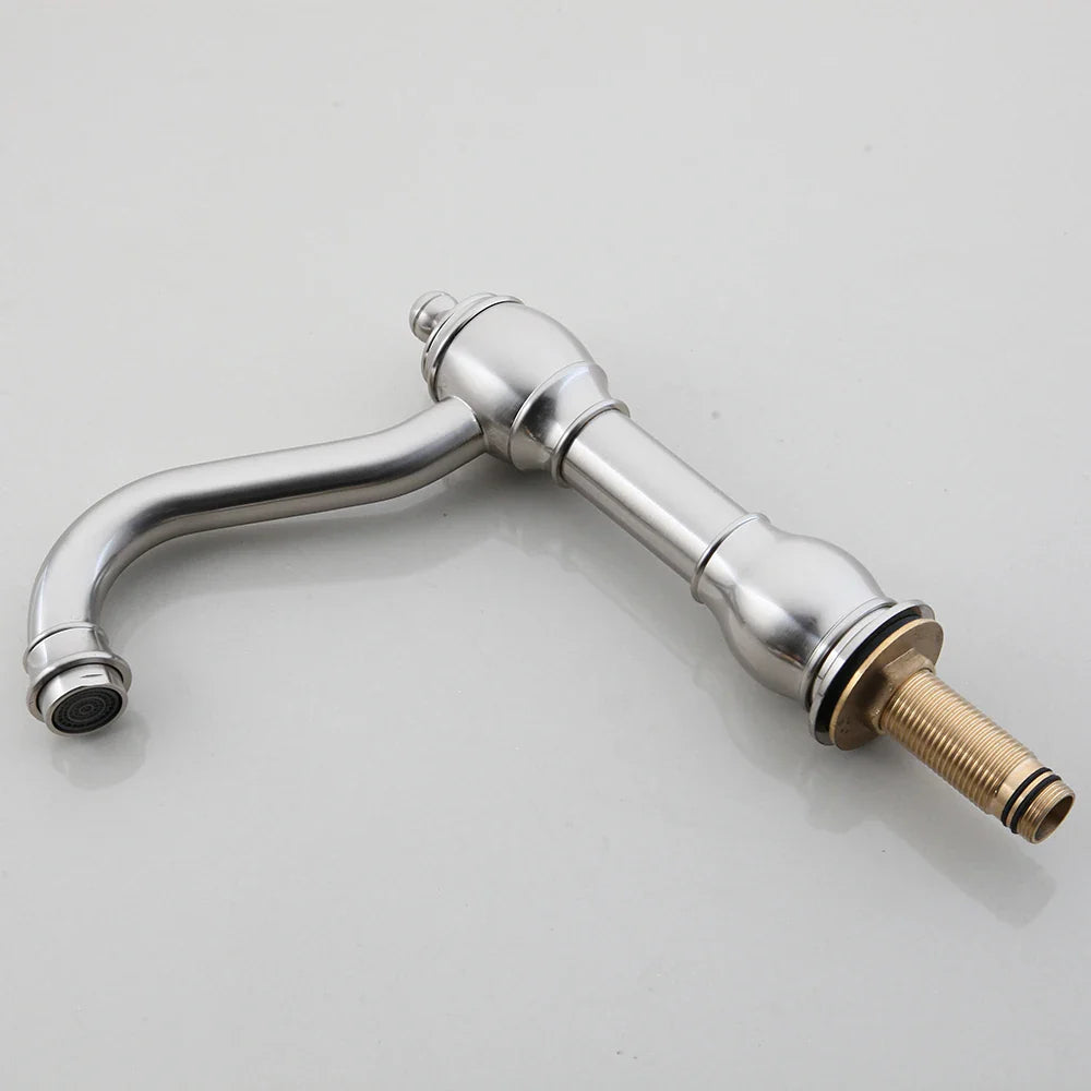 Afralia™ Dual Handle Nickel Brush Bathroom Sink Tap Swivel Spray Mixer Faucet