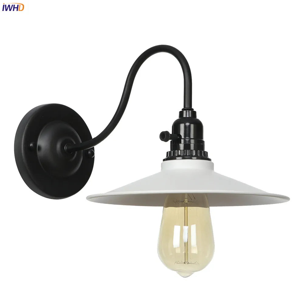 Afralia™ Vintage Industrial Wall Lamp Sconce LED - White Antique Loft Stair Bedroom