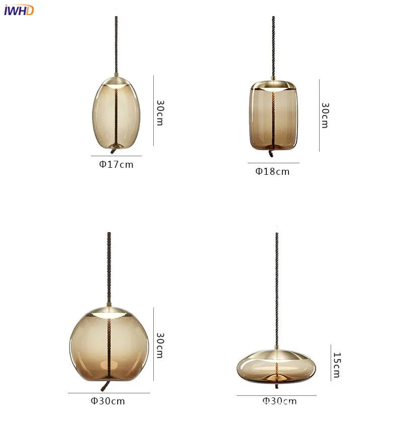 Afralia™ Nordic Glass LED Pendant Light Fixture Modern Living Room Hanging Lamp