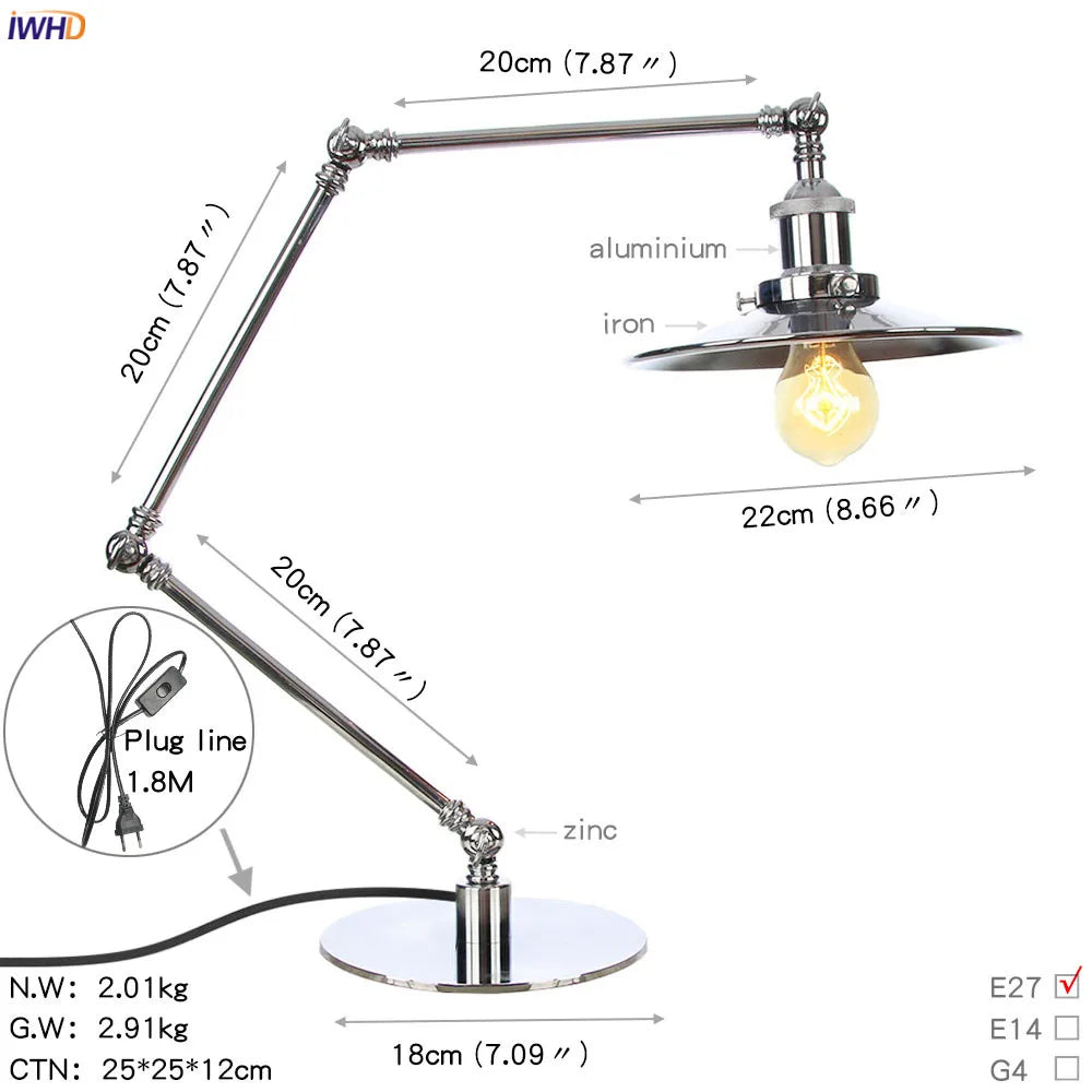 Afralia™ Industrial LED Table Lamp For Home Decor - US/EU Plug Switch, Loft Style
