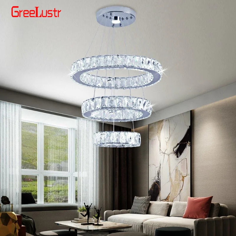 Afralia™ Crystal LED Chandelier: Modern Pendant Light for Luxury Home Decor and Living Room