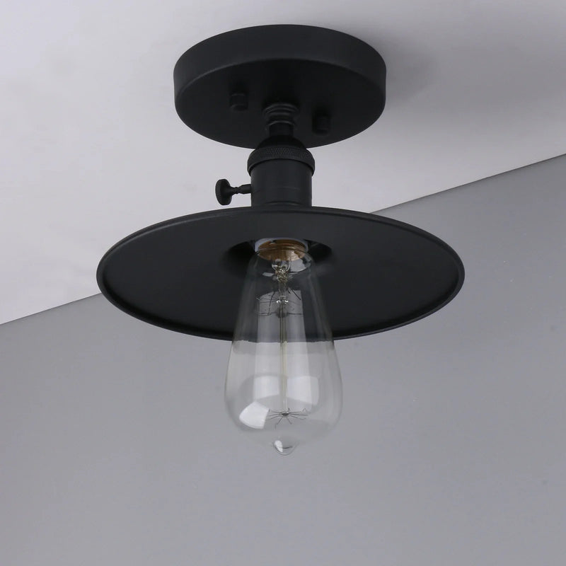 Afralia™ Matte Black Semi Flush Mount Ceiling Light with ON/Off Button