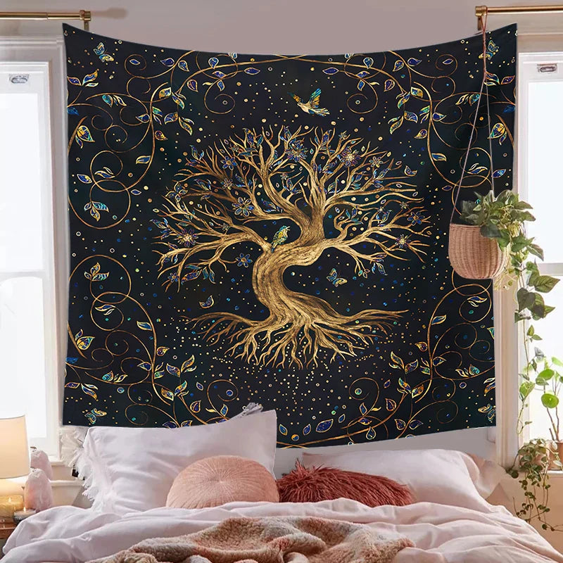 Life Trees Bohemian Decorative Tapestry by Afralia™ - Large Size Yoga Mat Sofa Blanket