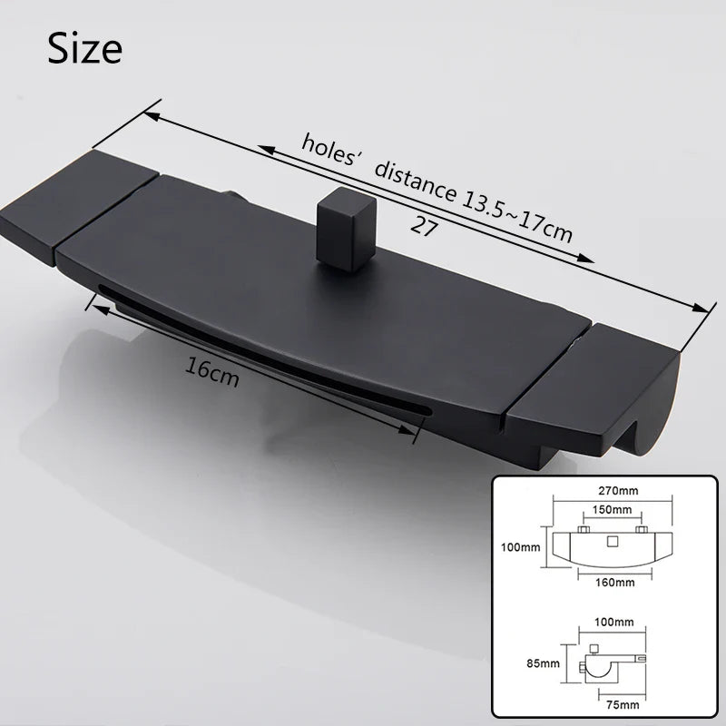 Afralia™ Matte Black Waterfall Bathtub Faucet Set Wall Mounted Shower Faucets Mixer Tap