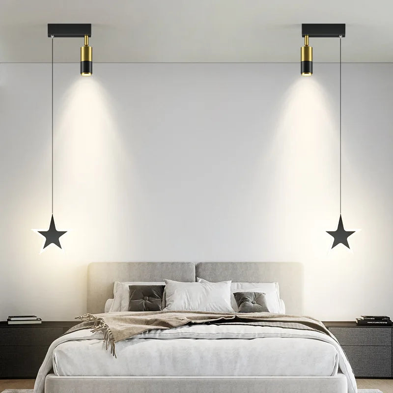 Afralia™ Black Gold Hanging Pendant Lamp: Modern Luxury Bedroom & Living Room Lighting