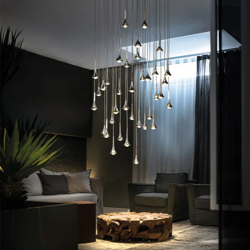 Afralia™ Rain Chrome Pendant Light for Dining Room Minimalism Decor Kitchen Loft