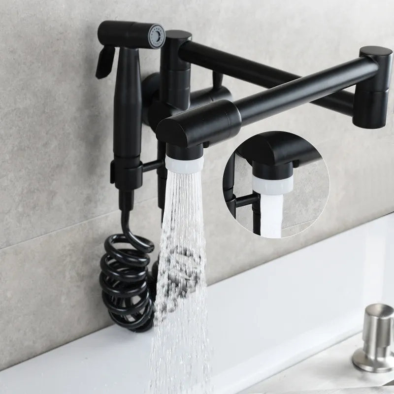 Afralia™ Wall Mounted Foldable Kitchen Faucet with Bidet Sprayer - Cold Water Sink Tap