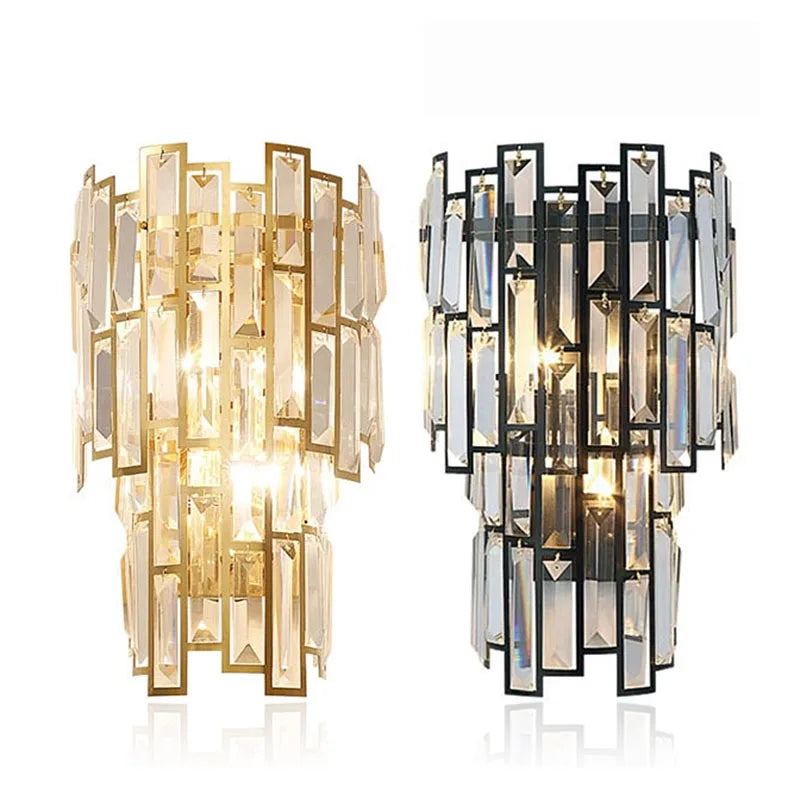 Afralia™ Rectangular Crystal Wall Sconce: Modern Light Luxury Indoor LED Lamp