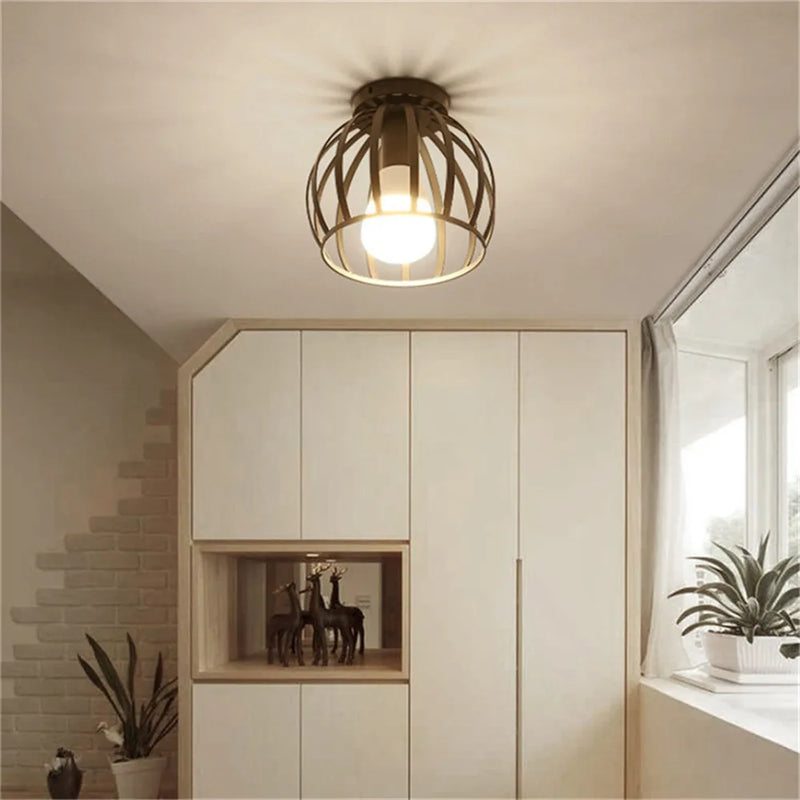 Afralia™ Retro Industrial Metal Frame Ceiling Light for Porch Hallway Kitchen Bathroom