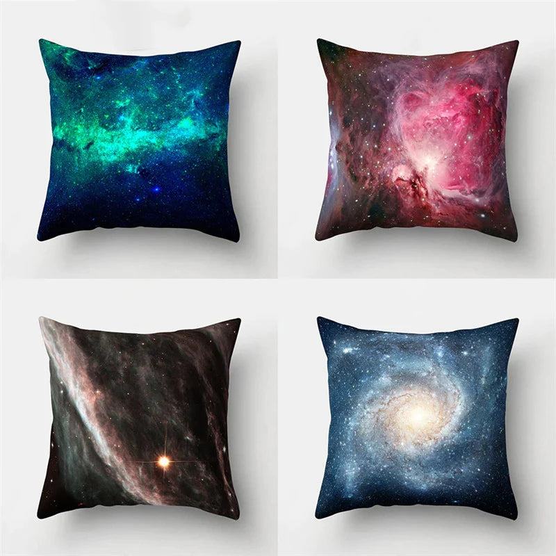 Blue Moon & Star Planet Sky Cushion Cover by Afralia™ - Home Decor Sofa Pillow