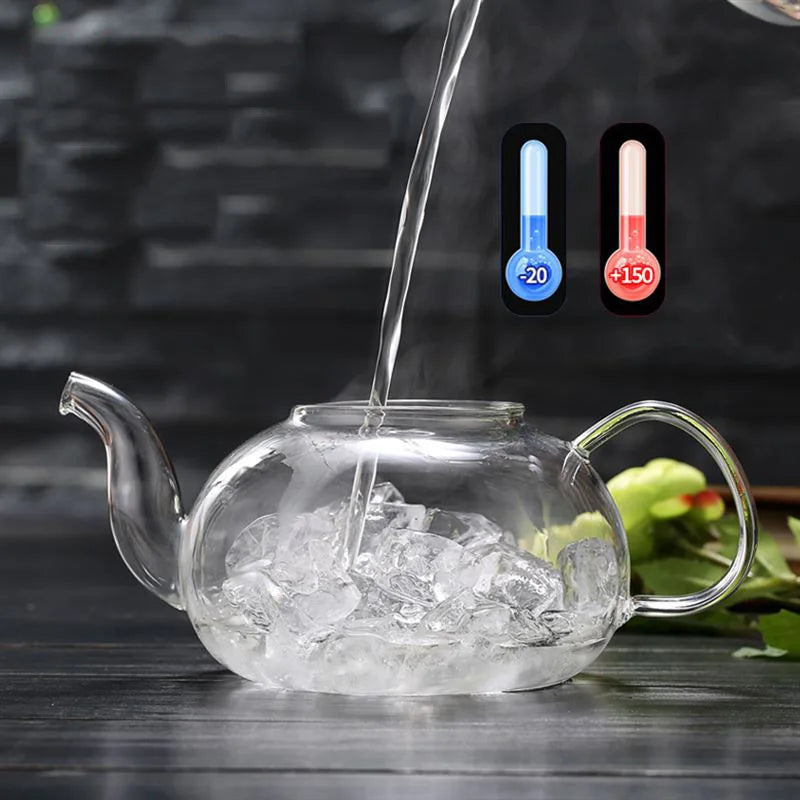 Afralia™ Glass Teapot Set with Stainless Steel Strainer - Heat Resistant Pot for Tea and Coffee