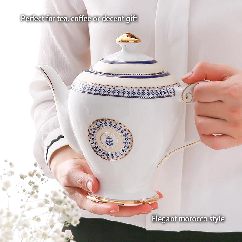 Afralia™ Porcelain Tea Set Morocco Style Teapot Set Teaware Teacup Coffee Cup