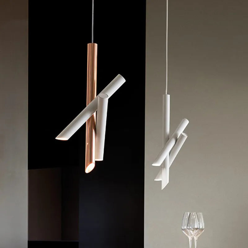 Afralia™ Tubes Pendant Light: Modern Designer Rose Gold Lamp for Study Office Restaurant