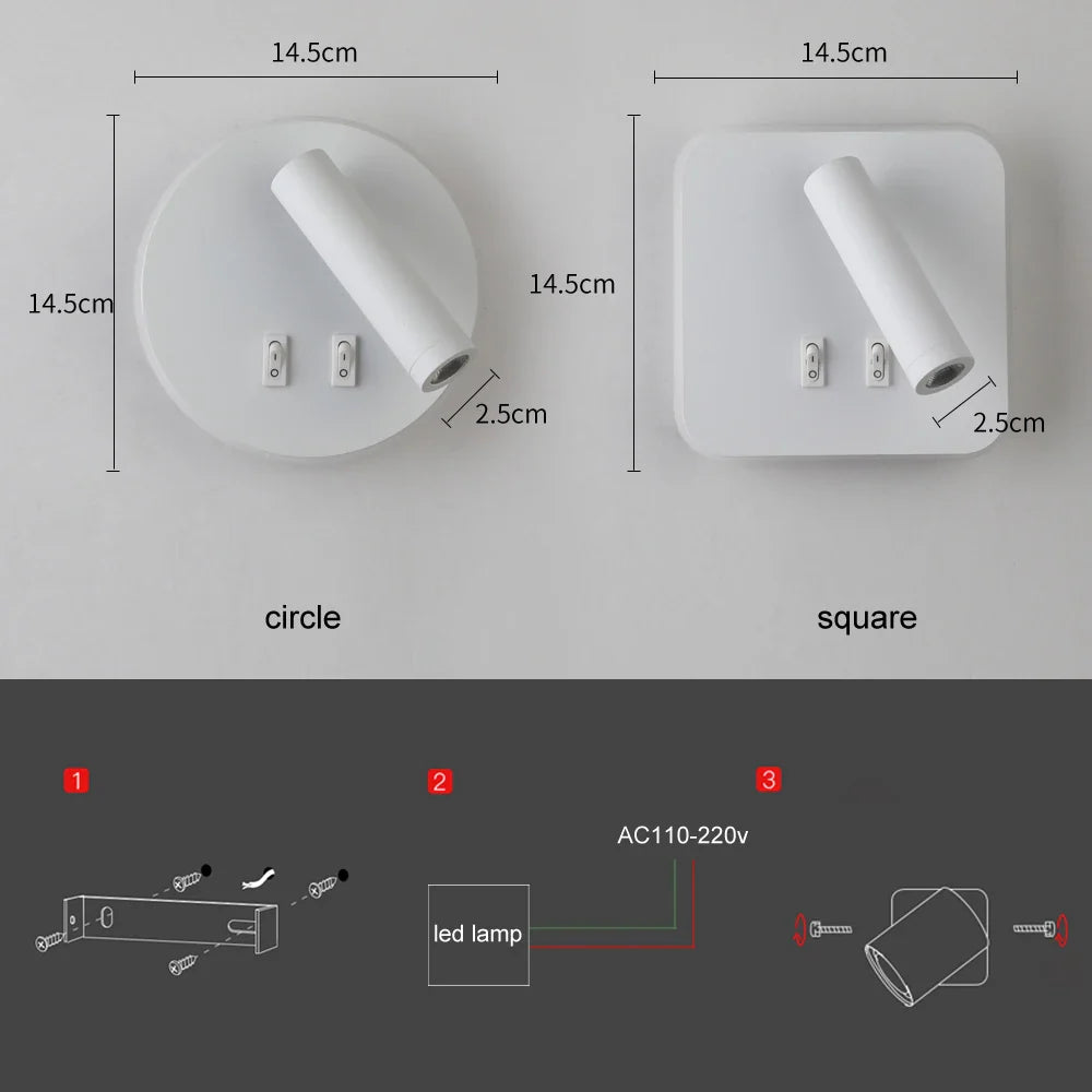 Afralia™ Adjustable 10W Wall Light Sconce Lamp with Switch - Hotel Bedroom Study Reading