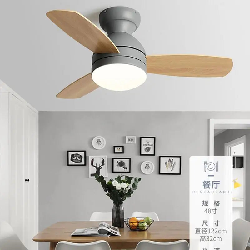 Afralia™ Macarons Ceiling Fan Light Remote Control Nordic Style for Kid's Room and Restaurant