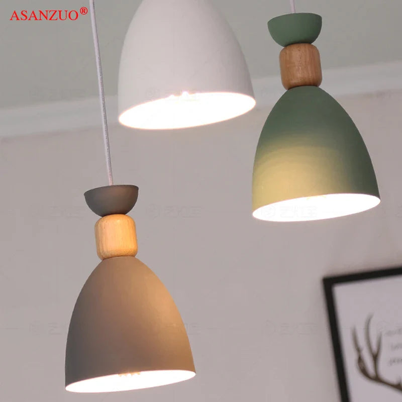 Afralia™ Wood&Iron LED Pendant Lamp for Modern Kitchen Island and Home Decor