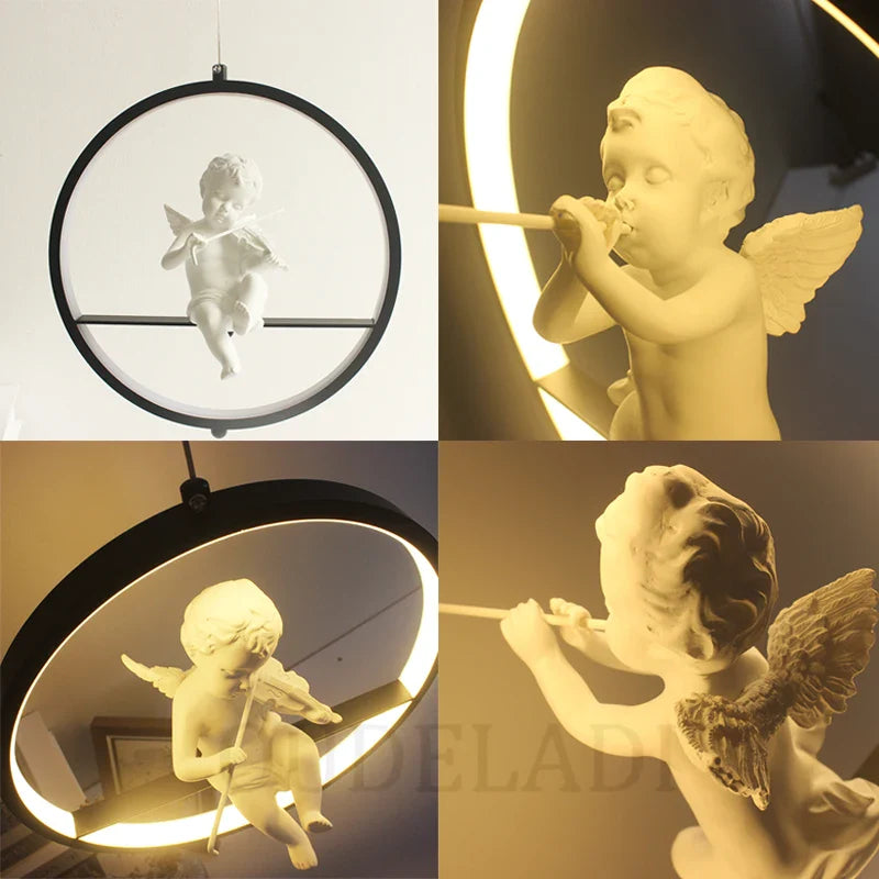 Afralia™ White Angel Pendant Lights for Modern Art Restaurant - LED Hanging Lamp