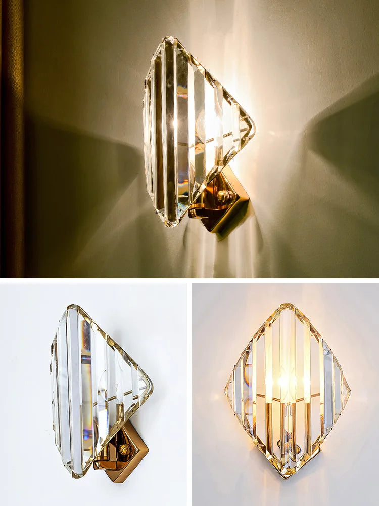 Afralia™ Crystal Wall Lamps Modern Sconce Light Fixture for Luxury Living Room Decoration