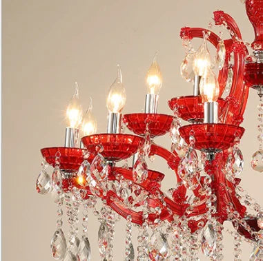 Afralia™ Modern Iron Crystal Glass Chandelier Blue Red Art Deco Lighting