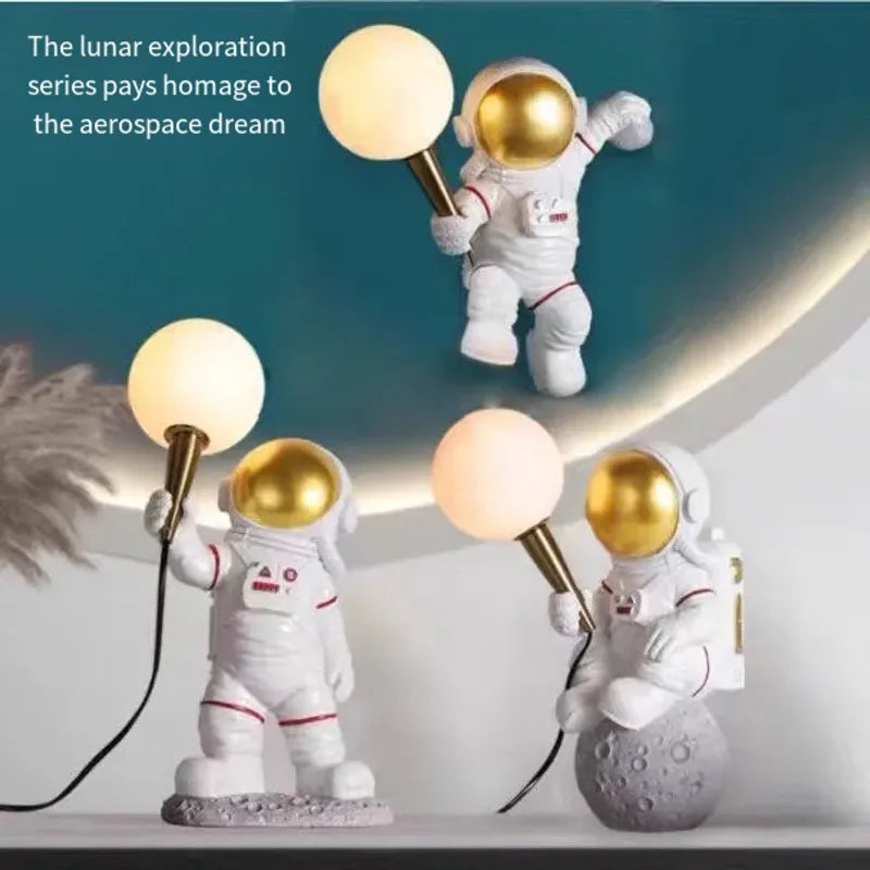 Afralia™ Astronaut LED Desk Lamp - Modern Resin Space Man Table Light