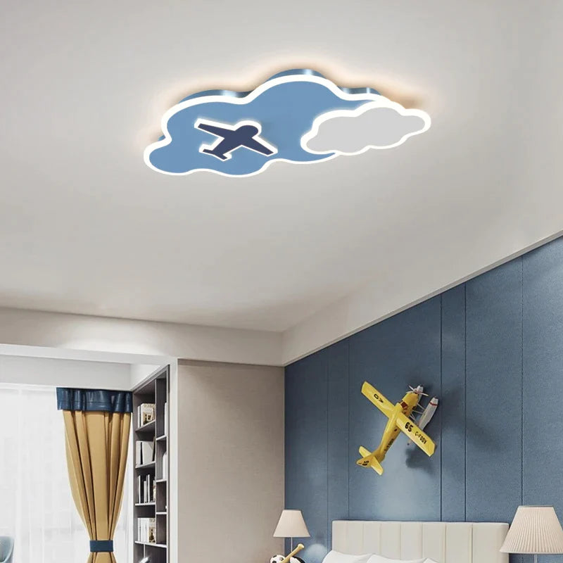 Afralia™ Kids Space Theme Ceiling Lamp - Astronaut & Airplane Design for Bedroom