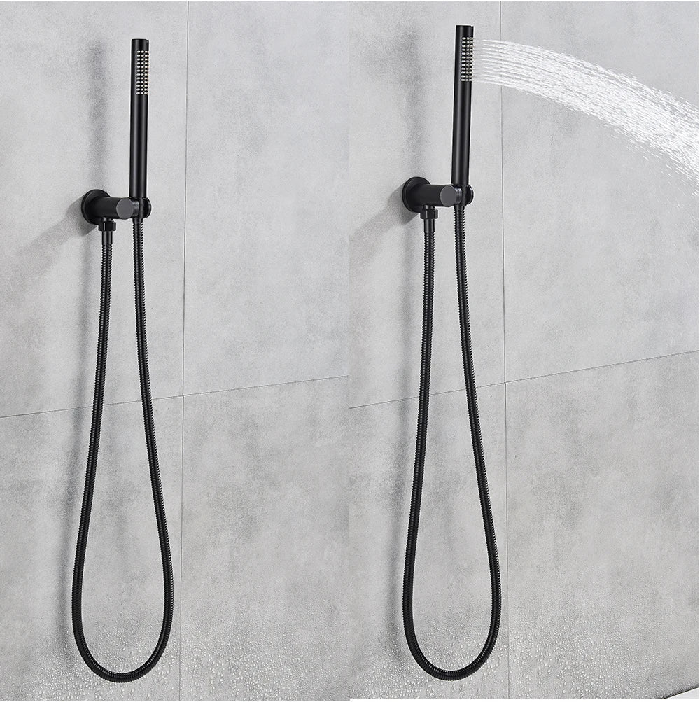 Afralia™ Matte Black Brass Shower Faucet Single Handle Rainfall Mixer for Bathroom