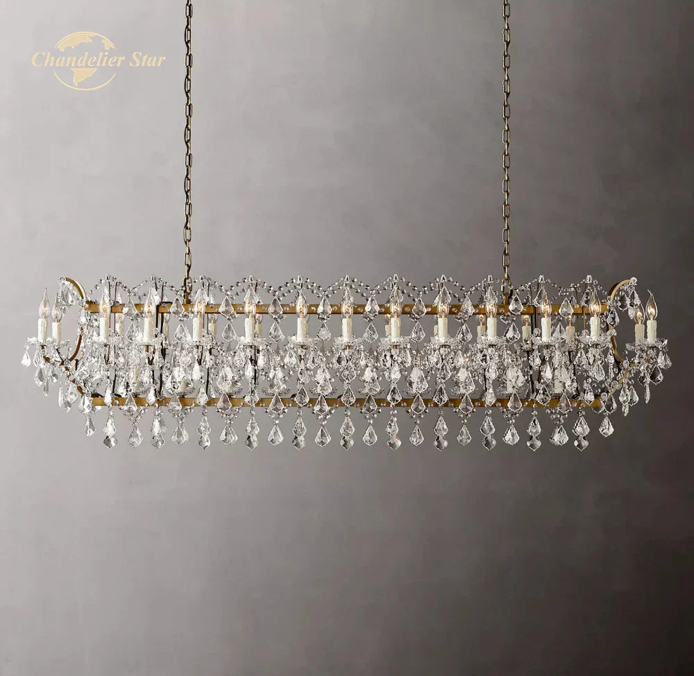 Afralia™ Crystal Iron Chandelier: Modern Brass Candle Chandeliers for Living Dining Room