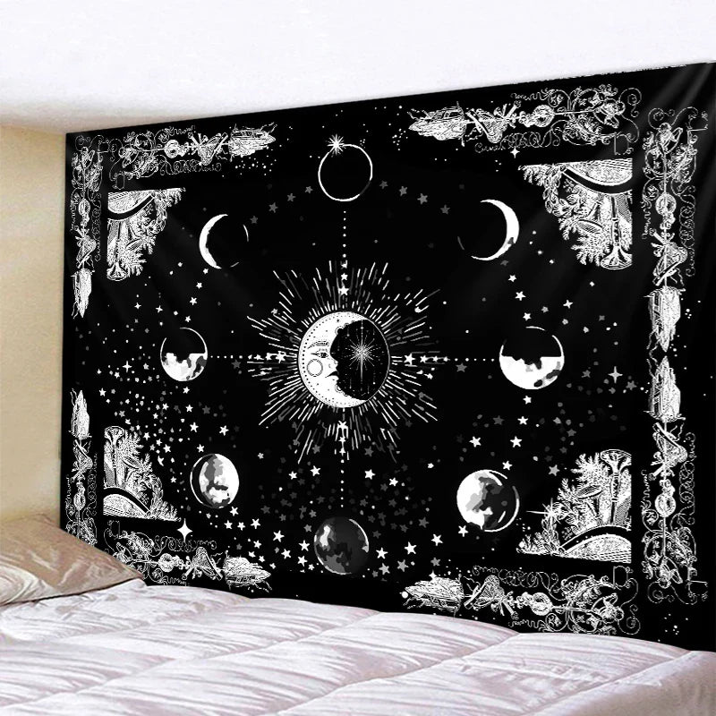 Afralia™ Sun Moon Mandala Tapestry: Bohemian Hippie Home Decorative Wall Hanging