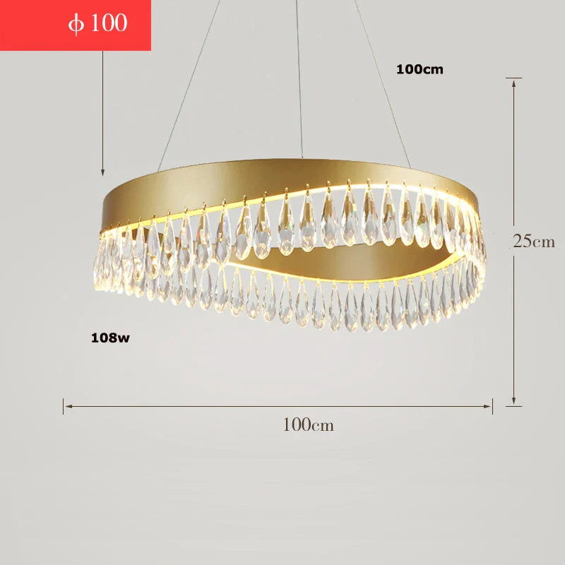 Afralia™ Crystal Stainless Steel LED Chandelier for Foyer