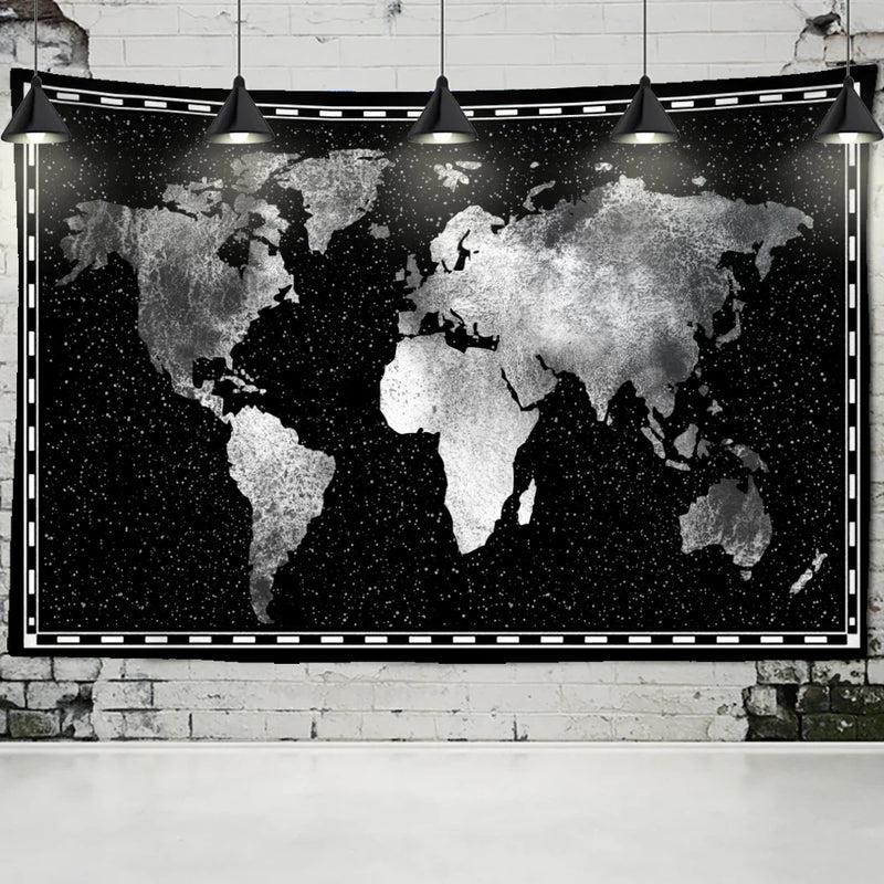 Afralia™ Geometric World Map Tapestry Wall Hanging: 3D Print Decor Yoga Mat Sleeping Pad