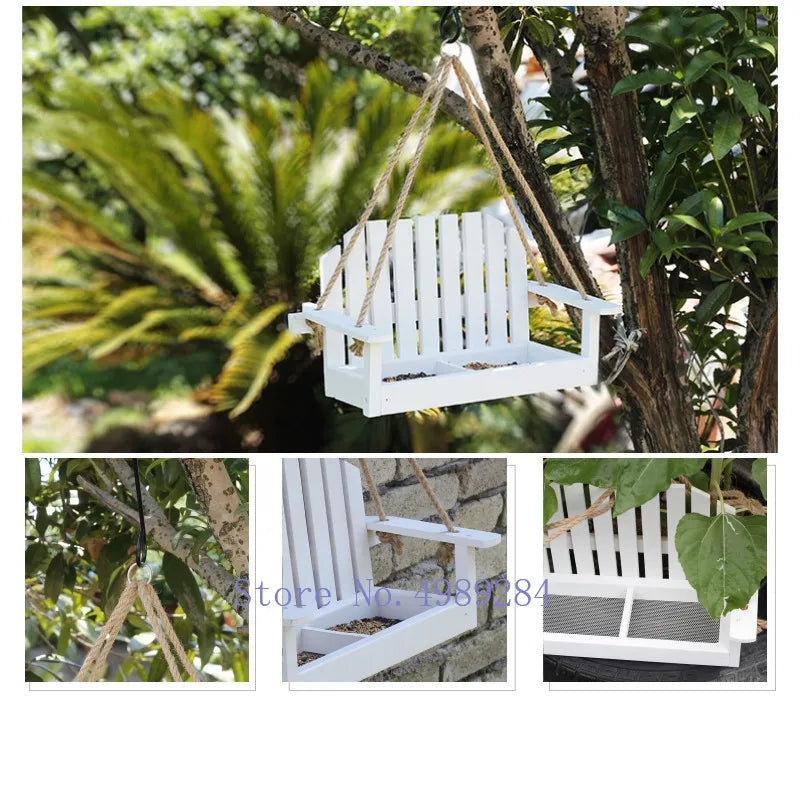Afralia™ Bird Feeder Chair: Outdoor Garden Patio Decoration with Wooden Design