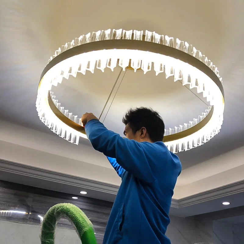 Afralia™ Crystal Chandelier LED Ring Lamp for Dining Living Room & Bedroom