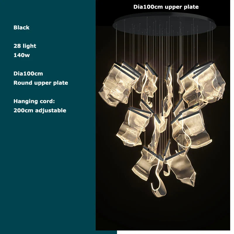 Afralia™ Silver Love Paper Chandelier: Postmodern Designer Lighting for Dinning Room