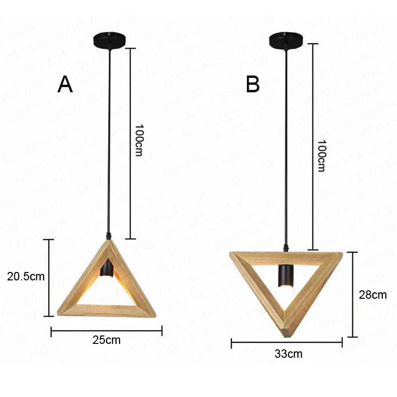 Afralia™ Triangle Wood Pendant Light for Home Decor and Office, Modern Dining Room Hanging Lamp