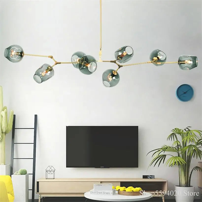 Afralia™ Glass Black/Gold Pendant LED Lights for Living Room Bedroom - Luminaire Suspendu