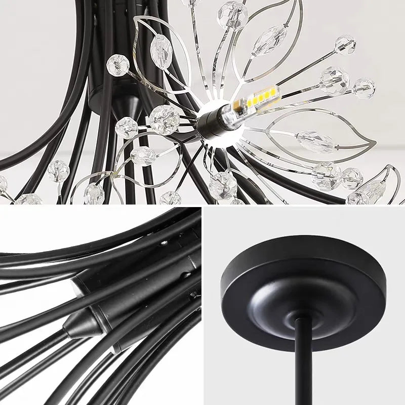 Afralia™ Dandelion Flower Chandelier LED Lamp for Living Room Bedroom Restaurant Bouquet Decor