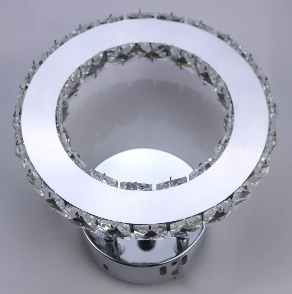 Afralia™ Chrome Crystal LED Wall Sconce for Bedroom Home Decor, Modern Mirror Design