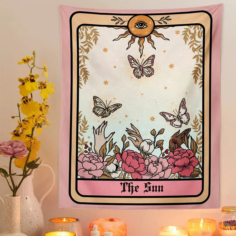 Afralia™ Sun Tarot Tapestry Wall Hanging: Boho Witchcraft Decor for Home, Dorm, Girls.