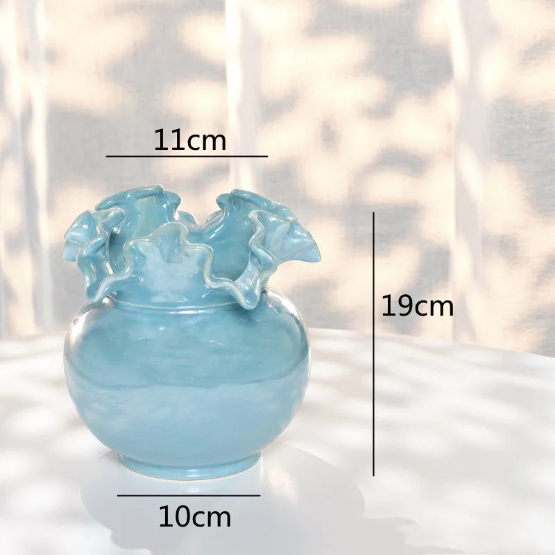 Afralia™ Ceramic Shell Vase - White Gloss - Abstract Irregular Design for Home Decor