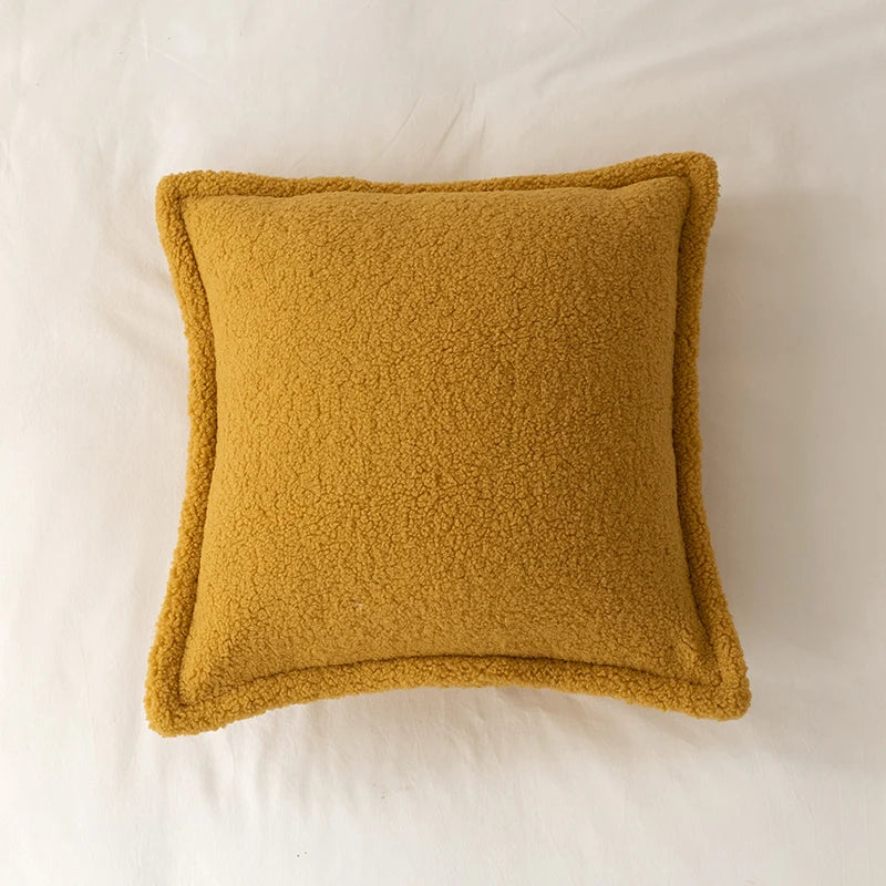 Afralia™ Soft Fleece Cushion Cover 45x45cm in Ivory Brown Coffee, Home Sofa Bed Decor