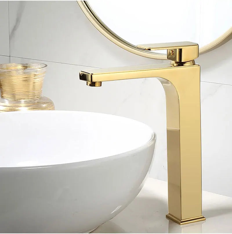 Afralia™ Gold Basin Faucet: Single Handle Bathroom Sink Tap & Brass Lavatory Mixer