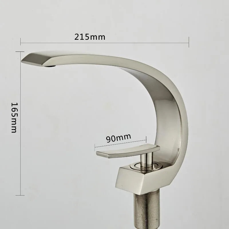 Afralia™ Modern Basin Mixer Tap: Nickel/Black/Gold Finish, Single Handle Waterfall Faucet
