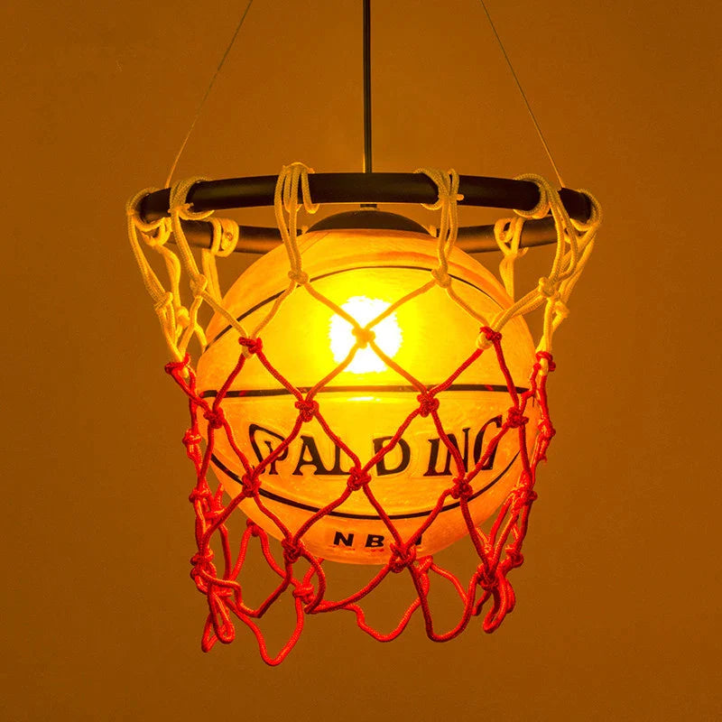 Afralia™ Basketball Pendant Light: Creative Decorative Chandelier for Restaurant, Cafe, Bedroom.