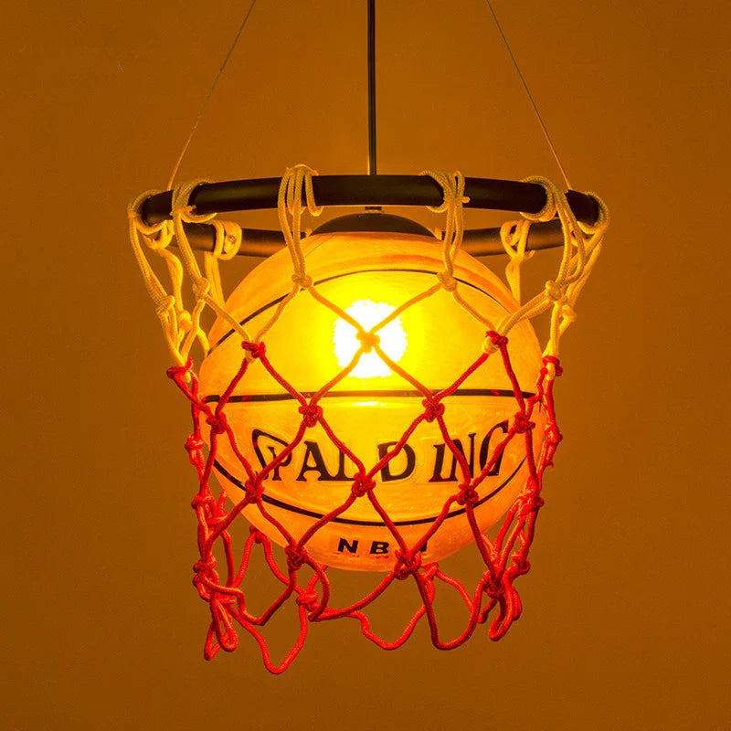 Afralia™ Basketball Style Pendant Light for Kids' Room and Cafe