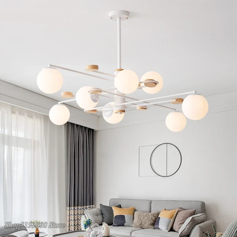 Nordic Glass Ball LED Chandelier for Modern Living Spaces by Afralia™