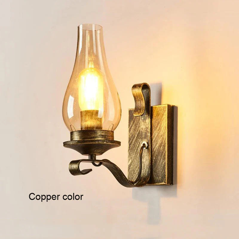 Afralia™ Retro Industrial Iron Wall Lamp with Glass Shade for Home, Restaurant, and Hotel Lighting.