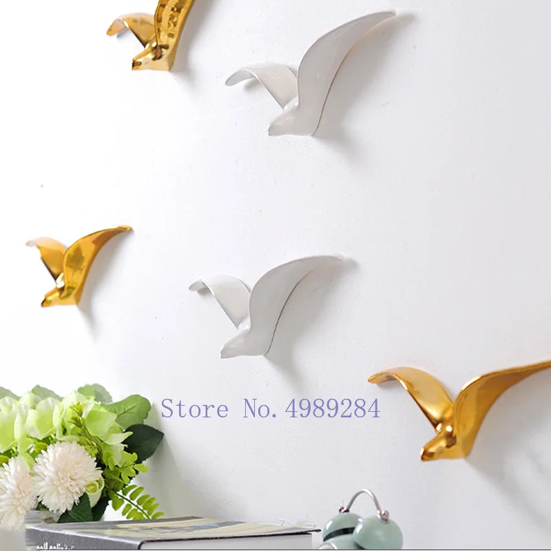 Afralia™ Bird Ceramic Pendant Wall Decor Gold Seagull Wild Goose Modern Home