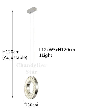 Afralia™ LED Crystal Chandelier Stainless Steel Pendant Light for Living Room