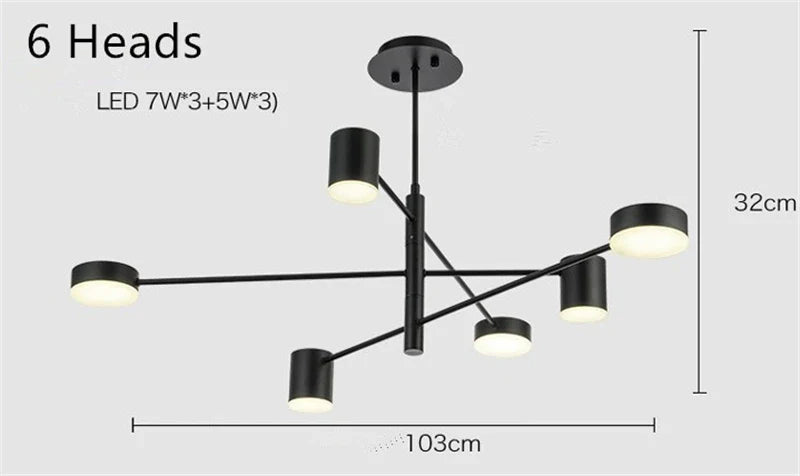 Afralia™ Modern Black Gold White LED Chandelier for Home Decor